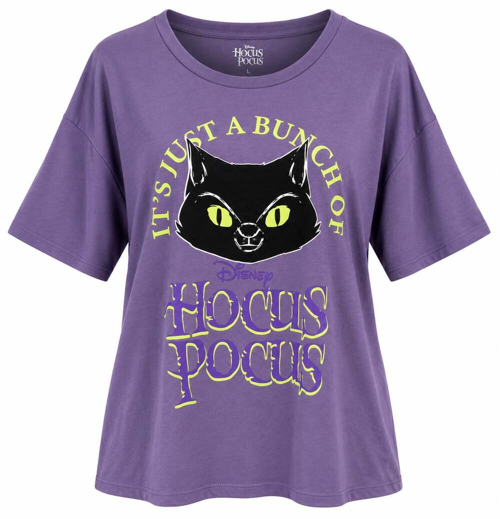 Disney Hocus Pocus Thackery Binx Purple Short Sleeve Sleep T-Shirt Size Large